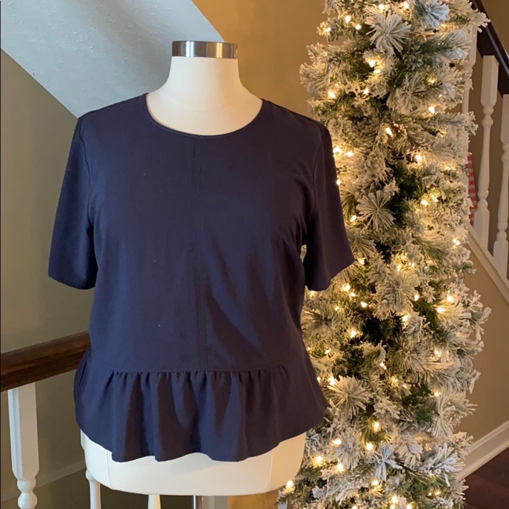 Navy Ann Taylor Peplum blouse